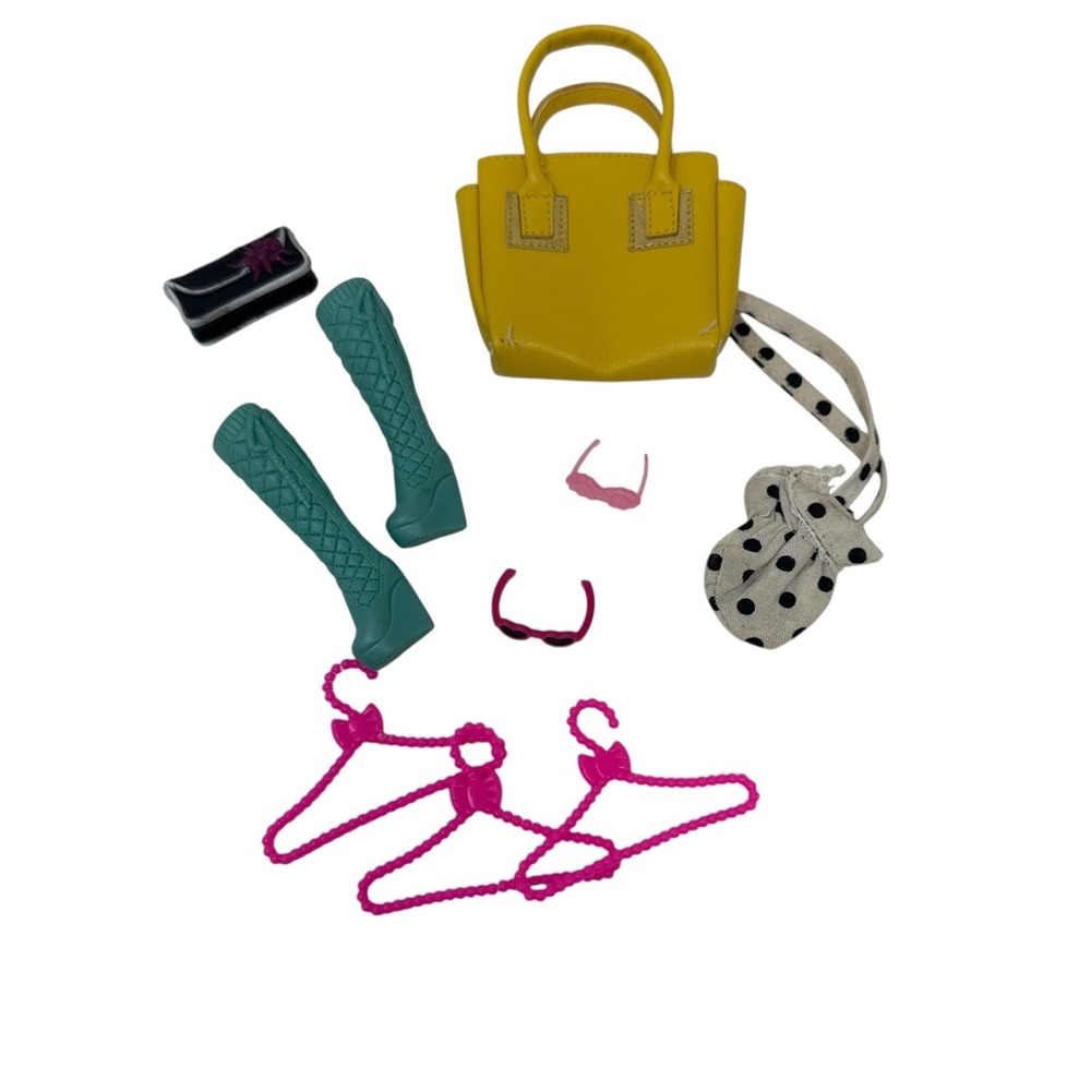 My Scene Barbie Doll Clothing Mixed Lot Wedge Boots Tote Bag Hanger Purse